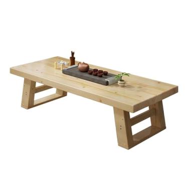 Imagem de HYUIO Mesa de chá japonesa, mesa de tatame, mesa baixa japonesa, mesa de altar baixo para meditação, madeira maciça, quarto, mesa de chá, mesa de chá longa, mesa de varanda (natural, 140 x 60 x 38 cm)