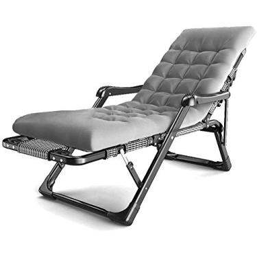 Imagem de Cadeiras de jardim espreguiçadeiras dobráveis ​​reclináveis de jardim com gravidade zero, encosto ajustável ao ar livre, cadeira confortável com almofadas, cama dobrável individual