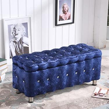 Imagem de Banqueta de armazenamento retangular com tampa articulada, banco de sofá para sala de estar, quarto, cama, banco para sala de estar, banco para troca de sapatos, 40 x 40 x 60 cm