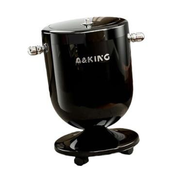 Imagem de predolo Lixeira com tampa e rodas, decorativa e móvel, ideal para banheiro, lavabo, cozinha ou qualquer outro espaço em trailers, Preto