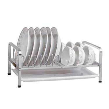 Imagem de Escorredor de pratos de cozinha escorredor de pratos escorredor de pratos de 2 camadas rack de armazenamento de suprimentos de cozinha rack de drenagem com pauzinhos/facas/suporte de tábua de corte