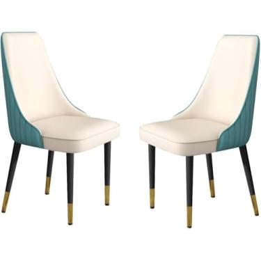 Imagem de EESCZVGBDX Conjunto de 2 cadeiras de maquiagem de couro de microfibra resistente de aço carbono pernas de metal cadeiras de sala de estar cadeiras de cozinha e jantar