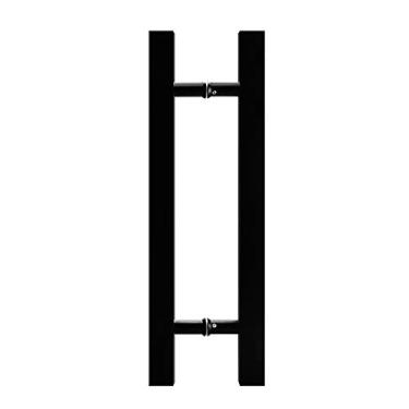Imagem de Puxador de porta push-pull de vidro comercial de tubo quadrado de aço inoxidável resistente/puxador deslizante de porta de celeiro de madeira - preto, 6 tamanhos (tamanho: 800 × 600 mm)