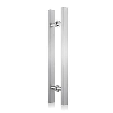 Imagem de Puxador de porta de aço inoxidável, puxador de barra de puxar de tubo quadrado, porta de garagem da empresa, maçaneta de porta à prova d'água anticorrosão ferragem/prata/80 cm/31,4 pol