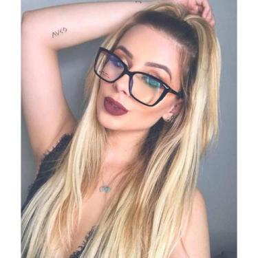 Imagem de Armação Óculos De Grau Feminina Quadrada Preta Paraty - Shark Óculos