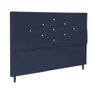 Imagem de Cabeceira Cama Box Casal 140 Cm Virgínia Suede Azul Marinho