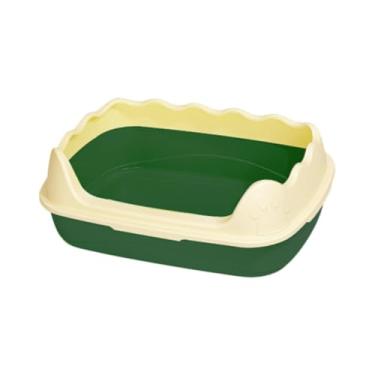 Imagem de Gralara Caixa de areia semi fechada suprimentos de animais de estimação fáceis limpos anti -splings kitten gatinhos gatinhos panela de areia para interno, Verde Escuro