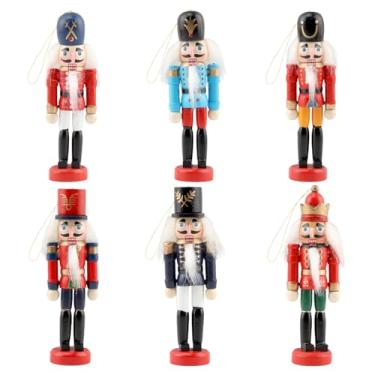 Imagem de IUYYPU Conjunto de quebra-nozes de Natal, enfeites de madeira de 12 cm, mini rei e soldado, traz alegria de Natal para sua árvore de Natal, prateleiras e mesas