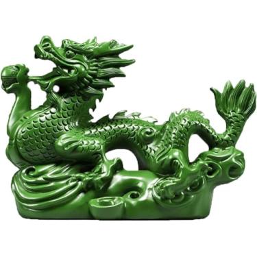 Imagem de Estátua de Dragão Madeira Chinesa - Escultura Mascote do Ano Zodíaco Chinês Feng Shui Figura Decoração 2024 para Riqueza e Boa Sorte Escritório Lar