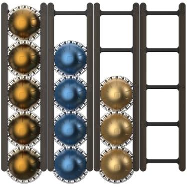 Imagem de KUSOVILI Suporte adesivo de cápsulas de café para Nespresso VertuoLine, comporta 20 cápsulas – Suporte de cápsulas de café montado na parede ou no armário com tiras adesivas fortes 3M, montagem