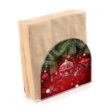Imagem de Blueangle Pacote com 2 bolas de Natal porta-guardanapos de neve – decoração de mesa acrílica à prova de vento para cozinha e casa, dispensador de lenços de férias com porta-guardanapos verticais (1275