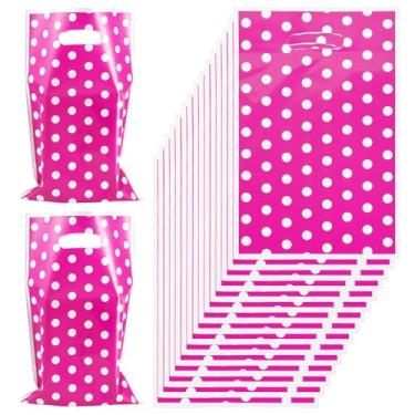 Imagem de 20 peças de sacos de presente de bolinhas com alça 25,5 x 16,4 cm, sacolas plásticas retangulares de PET para casamentos, aniversário, chá de bebê, lembrancinhas de festa, violeta