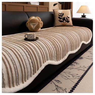 Imagem de SPXMQSS Capa de sofá para sofá seccional, universal, antiderrapante, capa de sofá de chenille macia, 1/2/3/4 lugares, em forma de L, capa de sofá C 70 x 180 cm