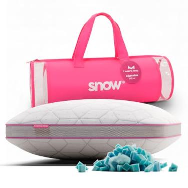 Imagem de Travesseiro Ajustável - I wanna sleep - Snow®, flocos de espuma removíveis para controle da altura, ideal para dores na coluna, altura perfeita, alívio de pressão, tecido em bambu respirável