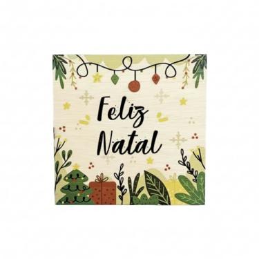 Imagem de Quadrinho Natalino Feliz Natal Compensado 19x19x1cm Decoração