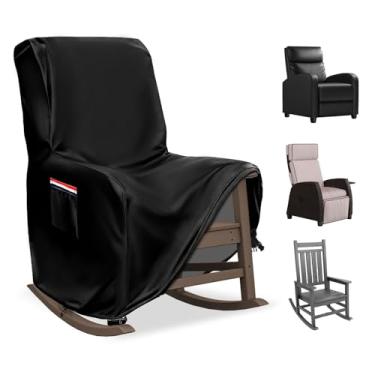 Imagem de Exokugo Capa de cadeira reclinável para uso externo, 600D, resistente à prova d'água, capa de cadeira reclinável de pátio, capas de móveis para ambientes externos para gramado/jardim reclinável Chiar