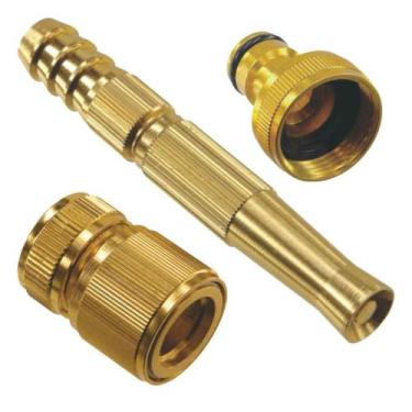 Imagem de Kit esguicho aluminio ajax 1/2" de mangueira jato regulável + engate r