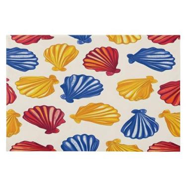 Imagem de CEBUGI Tapete de área 60 x 90 cm macio lavável tapete antiderrapante com revestimento de borracha colorido tapetes de área de concha para sala de estar, quarto, decoração de casa