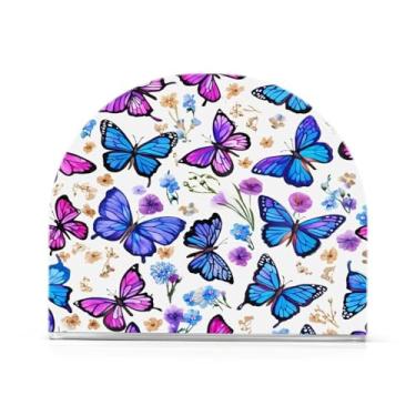 Imagem de Qilmy Lindo porta-guardanapos de borboleta colorida, porta-guardanapos de acrílico transparente para mesa, suporte de guardanapo de coquetel de papel de seda para cozinha, dispensador de guardanapos