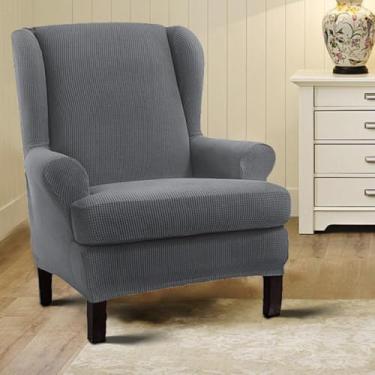 Imagem de Capa elástica para sofá, poltrona, protetor de móveis, macio com fundo elástico, para sala de jantar, escritório, decoração de casa, sala de estar - cinza claro||Tamanho regular