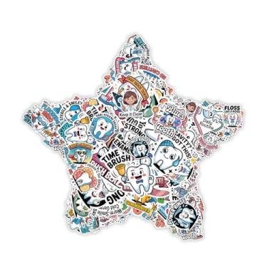 Imagem de Pacote de 60 adesivos engraçados de dentista para higienistas dentários, amantes de dentes e estudantes, decalques de dentes de vinil à prova d'água para garrafas de água, laptops, decoração de