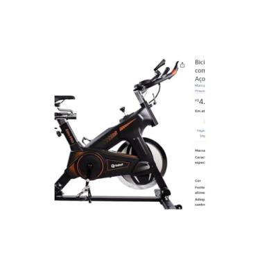 Imagem de Bicicleta Ergométrica Residencial Spinning Pro com Freio Mecânico, Monitor LCD Multifunções, Ajustável, Preto e Azul, Suporta até 100kg