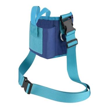 Imagem de Fenteer Bolsa porta-garrafa de água com alça de ombro, portátil, com bolso para celular, ideal para piqueniques, esportes, caminhadas e aniversários, Azul