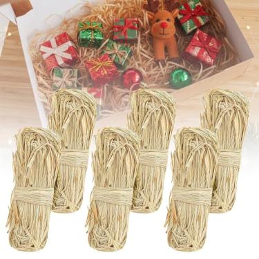Imagem de Fita de ráfia natural para embrulho de presente de Natal – barbante de palha de papel ecológico para artesanato de férias, buquês, festa rústica e decoração DIY, 3/6 pacotes (6)
