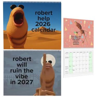 Imagem de Calendário de parede 2026, calendário de parede pendurado Marcus the Worm, um pequeno camelo com um coração grande, presente engraçado de meme de bate-papo de realidade virtual, calendário de animais