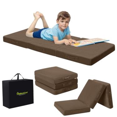 Imagem de MeMoreCool Colchão de chão dobrável para crianças, tapete de cochilo para creche para dormir, colchão dobrável para crianças pequenas, futon com três dobras, colchão dobrável triplo, portátil, 143 x