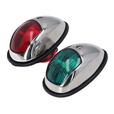 Imagem de aqxreight Luzes de Navegação para Barco Luz LED Vermelha Verde à Prova d'água Marinha SS316 Lâmpada de Aço Inoxidável DC12V 24V 1,2W 112,5 ° Classe USCG 2NM Pode IP67 Com Radiação de Erosão 12V
