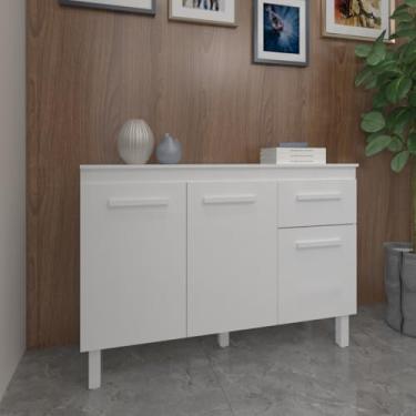 Imagem de Mobília Decor, Balcão de Cozinha 3 Portas 2 Gavetas Armário Multiuso Vivian Cor Branco