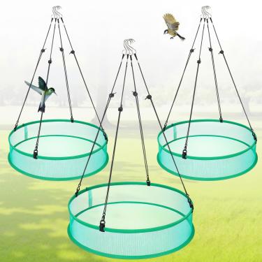 Imagem de Maasechs 3 bandejas coletoras de sementes de pássaros para comedouros ao ar livre com 50 cm de diâmetro x 10 cm de altura, bandejas de alimentador de pássaros para pegar sementes, plataforma verde de