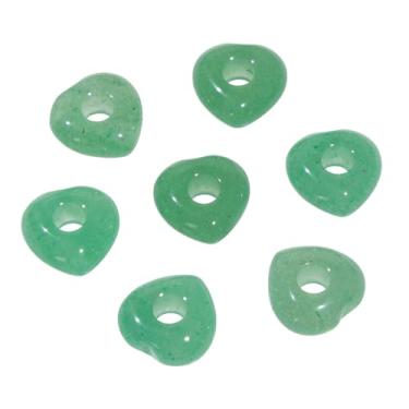Imagem de rockcloud 10 contas de coração de cristal de aventurina verde natural para artesanato DIY, contas soltas de coração de 15-16 mm com orifício grande para fabricação de joias