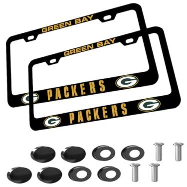 Imagem de 2 peças de ventiladores de metal fosco para moldura de placa de licença Packers com parafuso para moldura de etiqueta de carro