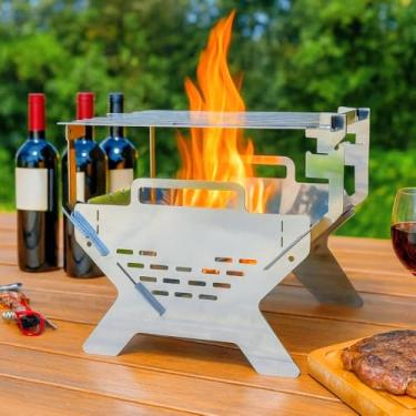 Imagem de Churrasqueira，Churrasqueira Inox，FáCil de Transportar，FáCil de Limpar，Adequado para Pequenos Pellets de CarvãO Vegetal e CarvãO Mineral，Adequado para Acampar, Praia e Pesca