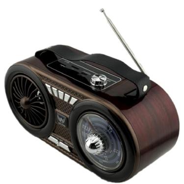 Imagem de Caixa De Som Rádio Retrô Am Fm Bivolt Pen Drive Bluetooth RGB AD-3339(AD3339 madeira-vermelho)