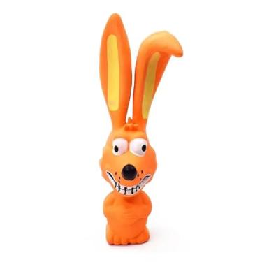 Imagem de Brinquedo de coelho de látex para cães resistente à mordida para limpeza dentária, treinamento interativo e alívio da dentição