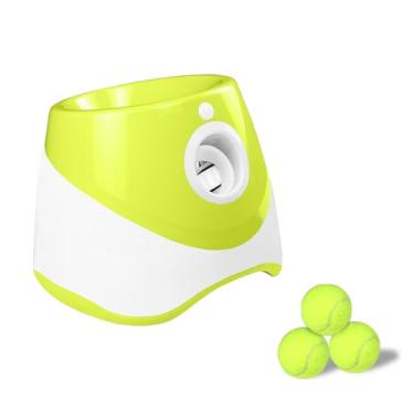 Imagem de Lançador Automático de Bola para Cães com 3 Bolas Interativo Tênis Máquina Pets Brincadeiras Indoors e Outdoors Controle Um Botão Distância Configurações Promove Exercícios Duradouro Fácil Usar