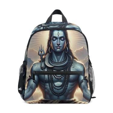Imagem de GAIGEO Hindu Meditative God Shiva Small School Backpack, 10x4x12 In, Boys Toddler Backpack Includes Water Bottle Pockets, Whistle Clip for Safety