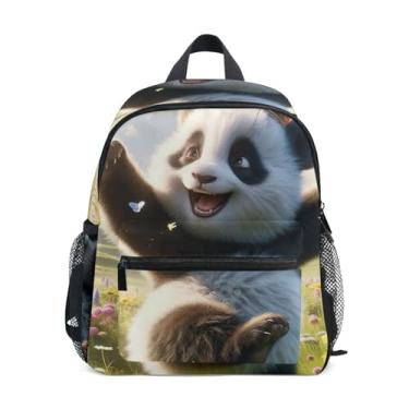 Imagem de GAIGEO Cute Panda Bear Floral Child Backpack with Whistle, Adjustable Chest Strap, Little Girls Backpack Lightweight & Compact for Ages 3-8