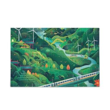 Imagem de Quebra-cabeça verde natureza 500 peças, quebra-cabeças compostos de papel e madeira para casais com bolsa de armazenamento