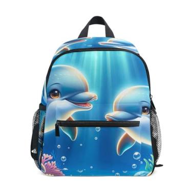 Imagem de GAIGEO Cute Dolphins Sea Animals Child Backpack with Whistle, Adjustable Chest Strap, Little Boys Backpack Lightweight & Compact for Ages 3-8