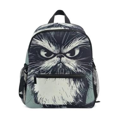 Imagem de GAIGEO Funny Cat Cute Backpacks for Toddlers with Whistle, 2 Bottle Pockets, Lightweight, Girls Travel Backpack 10x4x12 In, for Ages 3-8