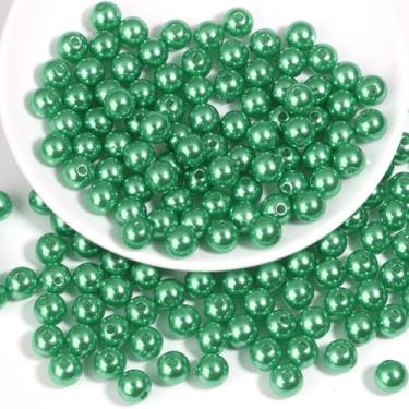 Imagem de Chuyau 200 peças de pérolas verdes de Natal de 10 mm com furo redondo para artesanato contas falsas de pérolas soltas para mulheres, joias, pulseiras, colares, brincos, chaveiros, acessórios, faça