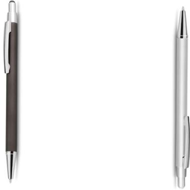 Imagem de Caneta esferográfica de metal escrita em azul, com ponta touch com corpo emborrachado Anotações modernas (Cinza e Preto;)