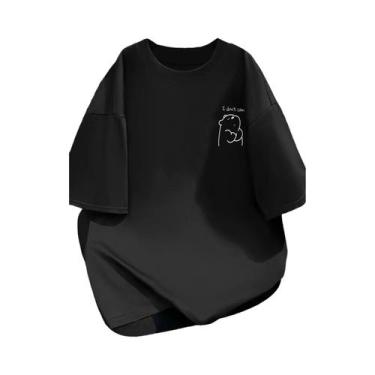 Imagem de Camiseta Casual Feminina Com Estampa De Urso, Manga Curta, Versátil Pa