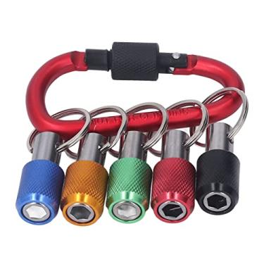 Imagem de Zerodis Suporte de Broca de Haste Hexagonal de 1/4 pol., 5 Barras de Extensão de Soquete Com Chaveiro, Cromado à Prova de Ferrugem, Compatível Com Chaves de Fenda Elétricas e Brocas, (Mosquetão