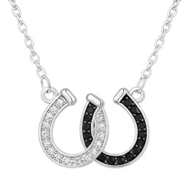 Imagem de Colar de coração country, colar com pingente de coração infinito, sapato de cavalo, com gravação "I Love You Forever", joia feminina country, Adjustable, Aço inoxidável, Sem Pedra Preciosa