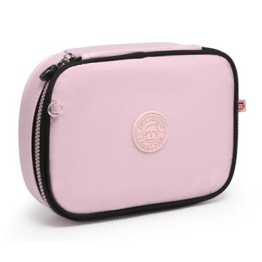 Imagem de Estojo Escolar Box Organizador Kika Quadrado Grande Feminino, Rosa